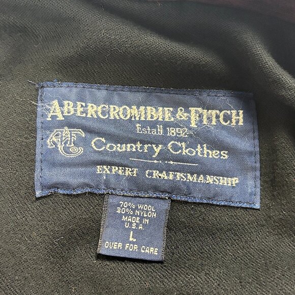 Vintage Abercrombie & Fitch Country Clothes Jacket Sz L Buffalo Plaid Wool Blend - Picture 2 of 6